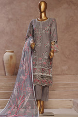 Bin Saeed Stitched 3 Piece Luxury Emb Cotton Vol-05 Collection'2024-LF-1199-Grey