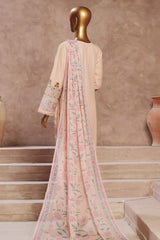 Bin Saeed Stitched 3 Piece Luxury Emb Cotton Vol-05 Collection'2024-LF-1201-Peach