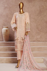 Bin Saeed Stitched 3 Piece Luxury Emb Cotton Vol-05 Collection'2024-LF-1201-Peach