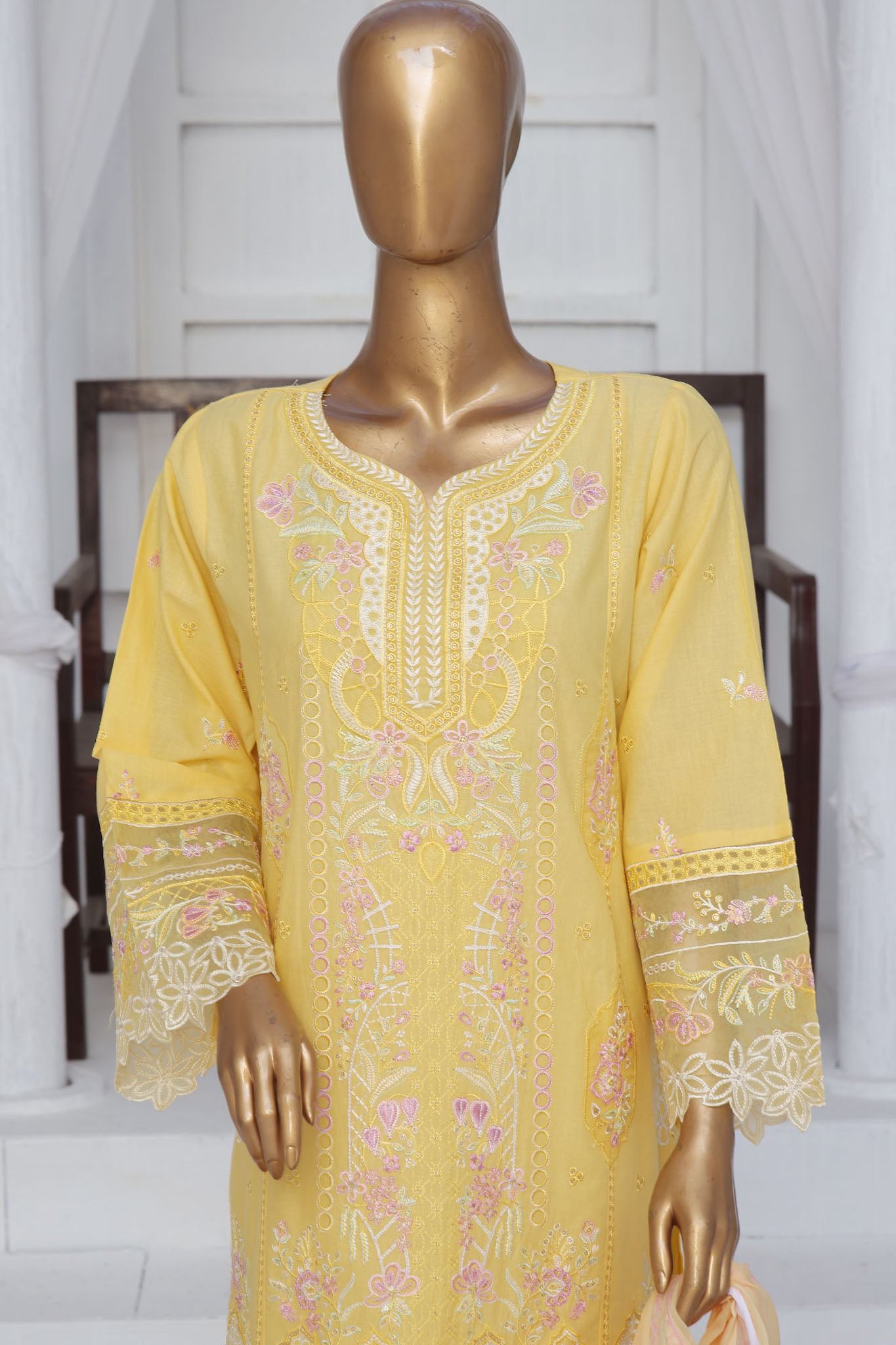 Bin Saeed Stitched 3 Piece Exclusive Luxury Cotton Vol-06 Collection'2024-LF-1266-Yellow