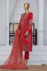 Bin Saeed Stitched 3 Piece Exclusive Luxury Cotton Vol-06 Collection'2024-LF-1267-Red