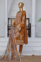 Bin Saeed Stitched 3 Piece Exclusive Luxury Cotton Vol-06 Collection'2024-LF-1268-Brown