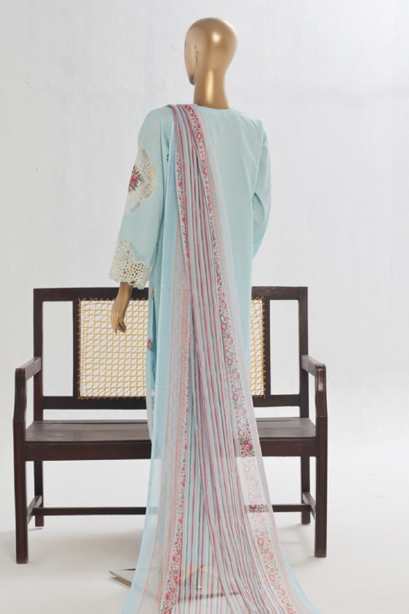 Bin Saeed Stitched 3 Piece Luxury Plain Cotton Vol-02 Collection-LF-1609-Ferozi