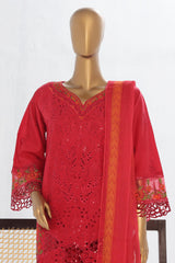 Bin Saeed Stitched 3 Piece Luxury Plain Cotton Vol-02 Collection-LF-1611-Red