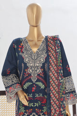 Bin Saeed Stitched 3 Piece Luxury Plain Cotton Vol-02 Collection-LF-1612-Blue