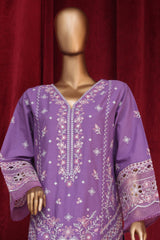 Bin Saeed Stitched 3 Piece Emb Luxury Plain Cotton Vol-02 Collection-LF-1658-Purple