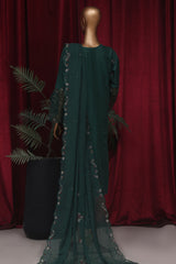 Bin Saeed Stitched 3 Piece Emb Luxury Plain Cotton Vol-02 Collection-LF-1659-Dark Green