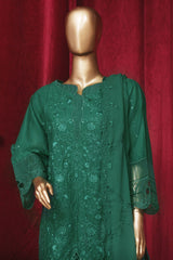 Bin Saeed Stitched 3 Piece Emb Luxury Plain Cotton Vol-02 Collection-LF-1660-Green