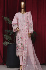 Bin Saeed Stitched 3 Piece Emb Luxury Plain Cotton Vol-02 Collection-LF-1665-Pink