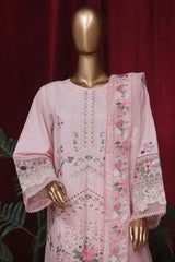 Bin Saeed Stitched 3 Piece Emb Luxury Plain Cotton Vol-02 Collection-LF-1665-Pink