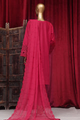 Bin Saeed Stitched 3 Piece Emb Luxury Plain Cotton Vol-02 Collection-LF-1666-Magenta