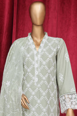 Bin Saeed Stitched 3 Piece Emb Luxury Plain Cotton Vol-02 Collection-LF-1672-Pista