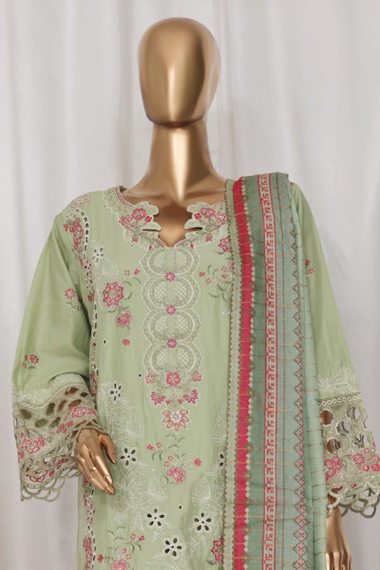 Bin Saeed Stitched 3 Piece Luxury Plain Cotton Vol-03 Collection-LF-1717-Pista