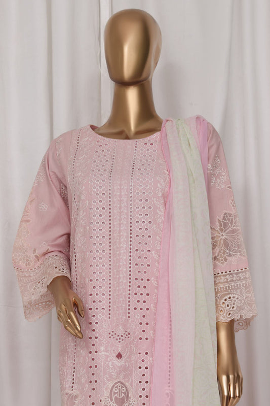 Bin Saeed Stitched 3 Piece Luxury Plain Cotton Vol-03 Collection-LF-1718-Pink