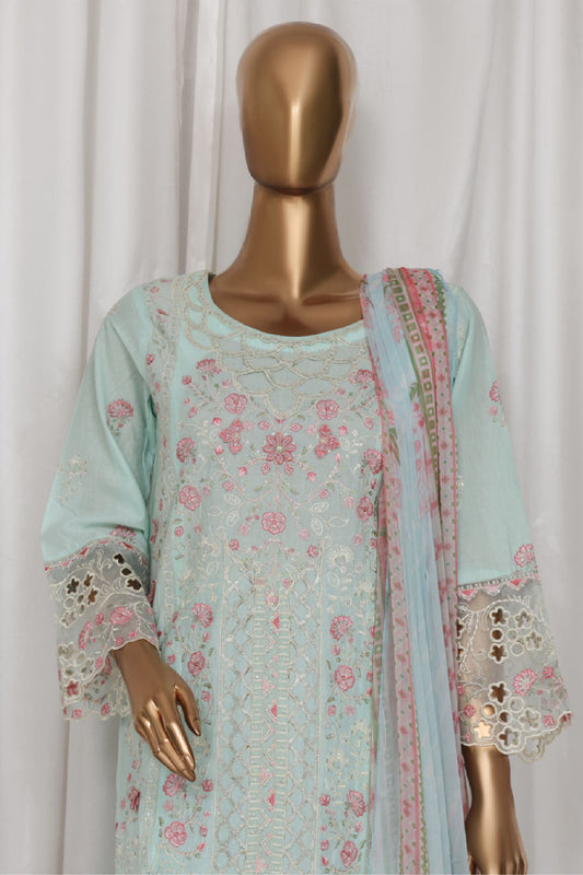 Bin Saeed Stitched 3 Piece Luxury Plain Cotton Vol-03 Collection-LF-1719-Ferozi