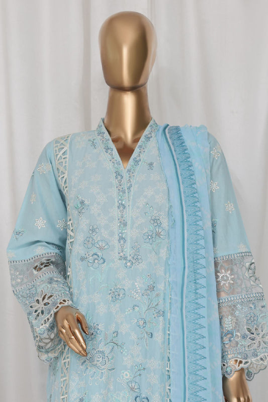 Bin Saeed Stitched 3 Piece Luxury Plain Cotton Vol-03 Collection-LF-1722-Ferozi