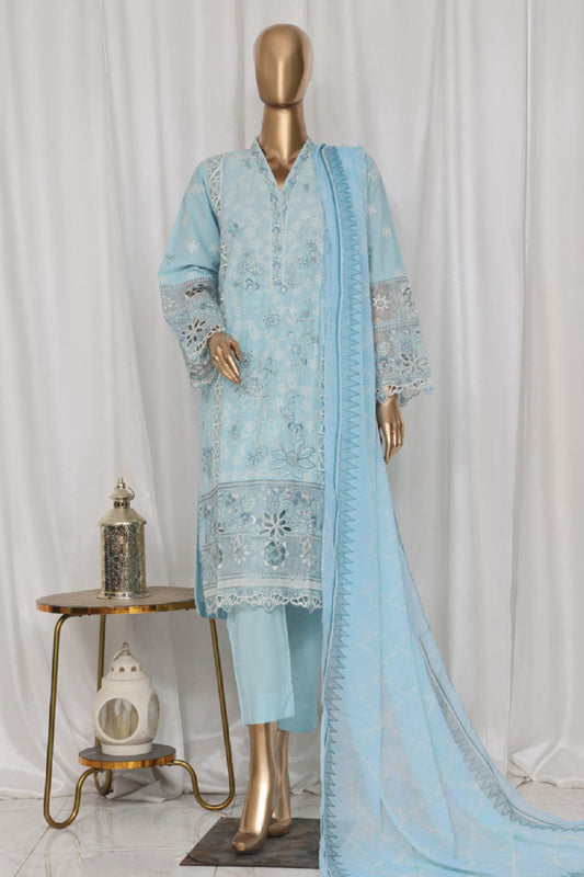 Bin Saeed Stitched 3 Piece Luxury Plain Cotton Vol-03 Collection-LF-1722-Ferozi