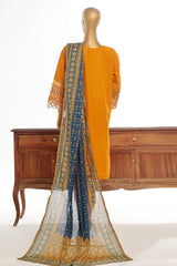 Bin Saeed Stitched 3 Piece Luxury Plain Cotton Vol-03 Collection-LF-1724-Mustard