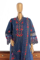 Bin Saeed Stitched 3 Piece Luxury Plain Cotton Vol-03 Collection-LF-1725-Navy Blue