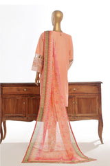 Bin Saeed Stitched 3 Piece Luxury Plain Cotton Vol-03 Collection-LF-1726-Peach