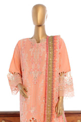 Bin Saeed Stitched 3 Piece Luxury Plain Cotton Vol-03 Collection-LF-1726-Peach