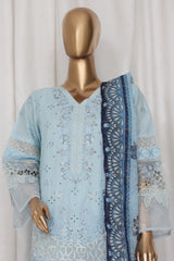 Bin Saeed Stitched 3 Piece Luxury Plain Cotton Vol-03 Collection-LF-1728-Sky Blue