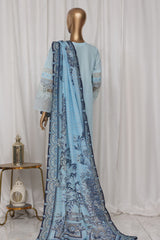 Bin Saeed Stitched 3 Piece Luxury Plain Cotton Vol-03 Collection-LF-1728-Sky Blue