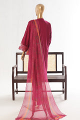 Bin Saeed Stitched 3 Piece Luxury Plain Cotton Vol-03 Collection-LF-1729-Magenta