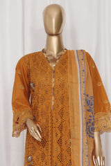 Bin Saeed Stitched 3 Piece Luxury Plain Cotton Vol-03 Collection-LF-1731-Mustard