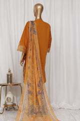 Bin Saeed Stitched 3 Piece Luxury Plain Cotton Vol-03 Collection-LF-1731-Mustard