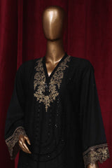 Bin Saeed Stitched 3 Piece Luxury Plain Emb Cotton Vol-03 Collection-LF-1797-Black