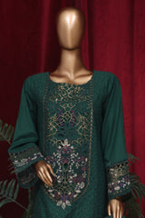 Bin Saeed Stitched 3 Piece Luxury Plain Emb Cotton Vol-03 Collection-LF-1802-Green