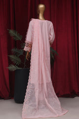 Bin Saeed Stitched 3 Piece Luxury Plain Emb Cotton Vol-03 Collection-LF-1805-Pink