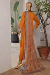 Bin Saeed Stitched 3 Piece Plain Lawn Vol-01 Collection'2025-LF-2274-Mustard