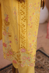 Bin Saeed Stitched 3 Piece Luxury Emb Lawn Collection'2024-LF-650-Yellow