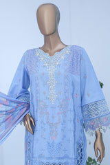 Bin Saeed Stitched 3 Piece Luxury Emb Cotton Collection'2024-LF-953-Blue