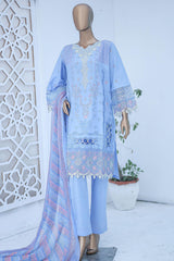 Bin Saeed Stitched 3 Piece Luxury Emb Cotton Collection'2024-LF-953-Blue