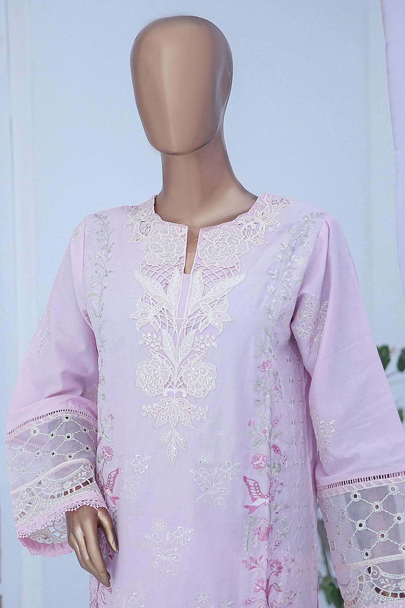 Bin Saeed Stitched 3 Piece Luxury Emb Cotton Collection'2024-LF-958-Lilac