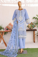 Bin Saeed Stitched 3 Piece Luxury Emb Lawn Vol-02 Collection'2024-LF-968-Blue