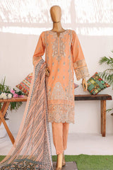 Bin Saeed Stitched 3 Piece Luxury Emb Lawn Vol-02 Collection'2024-LF-969-Peach