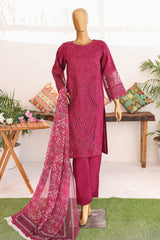 Bin Saeed Stitched 3 Piece Luxury Emb Lawn Vol-02 Collection'2024-LF-970-Magenta