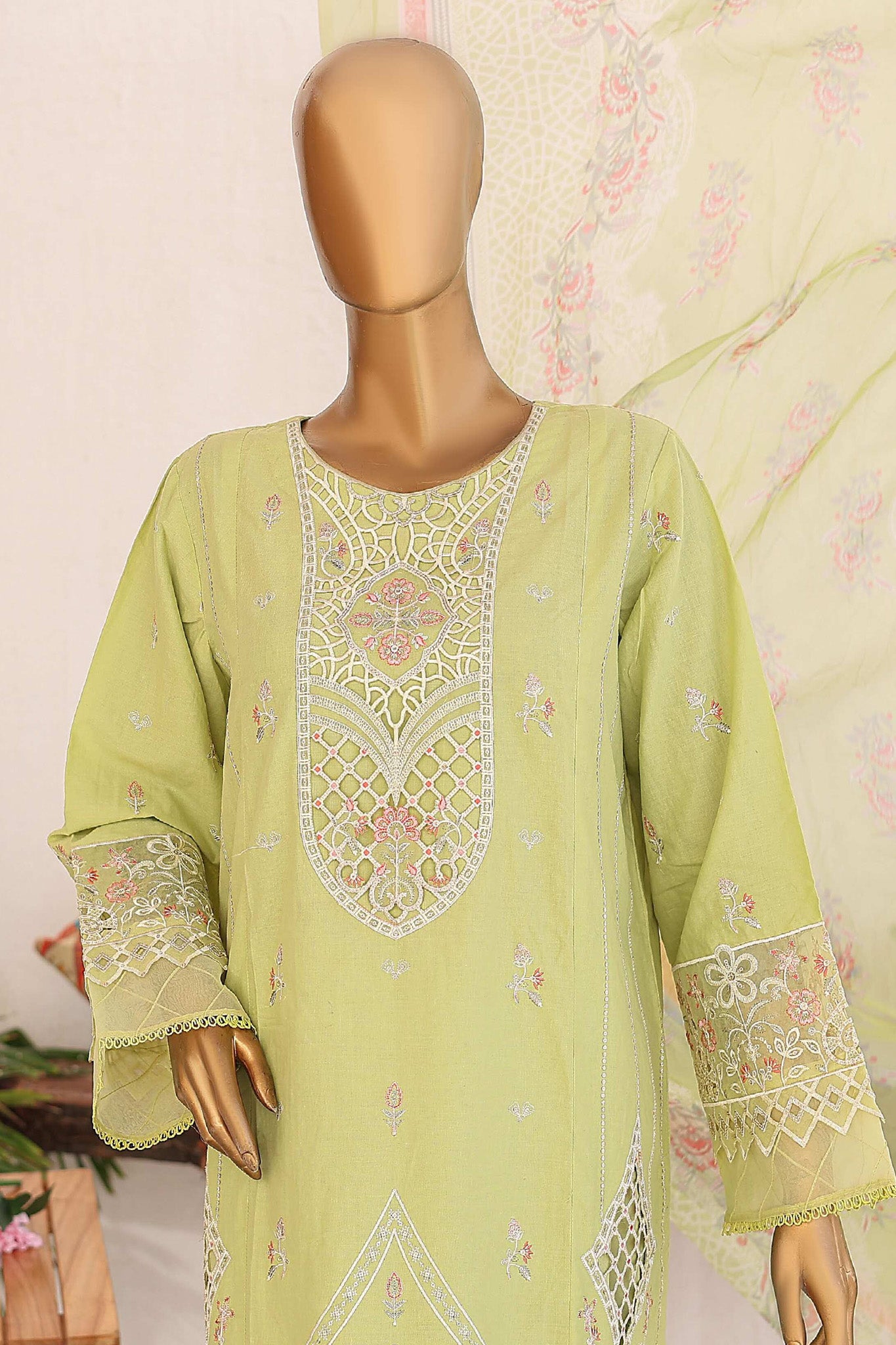 Bin Saeed Stitched 3 Piece Luxury Emb Lawn Vol-02 Collection'2024-LF-976-Pista