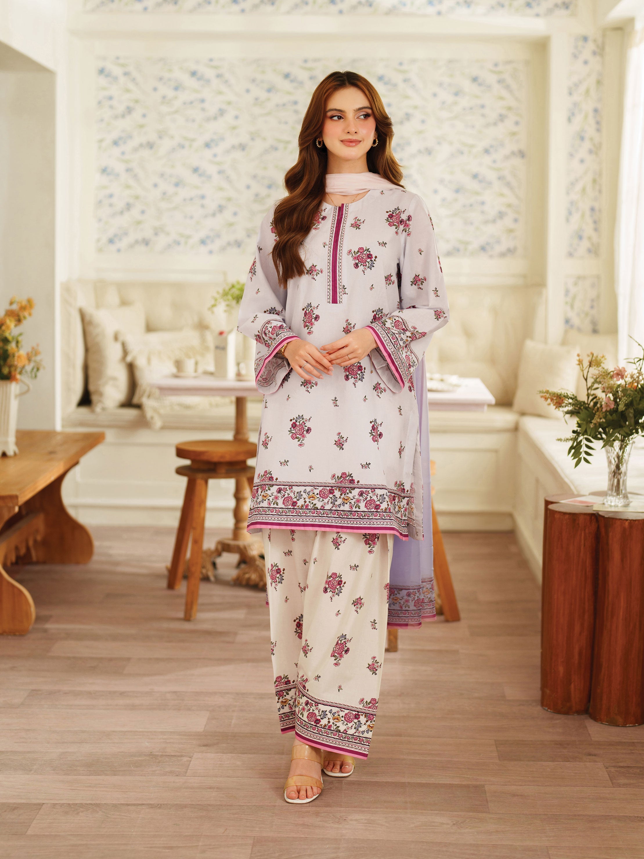 The Bloom Edit by Garnet Stitched 3 Piece Summer Collection'2025-Lilac Muse