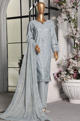 Sada Bahar Stitched 3 Piece Lawnkari Cross Slub Lawn Collection'2024-LK-07-Grey