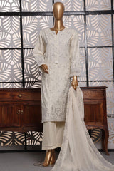 Sada Bahar Stitched 3 Piece Lawnkari Cross Slub Lawn Collection'2024-LK-01-Cream