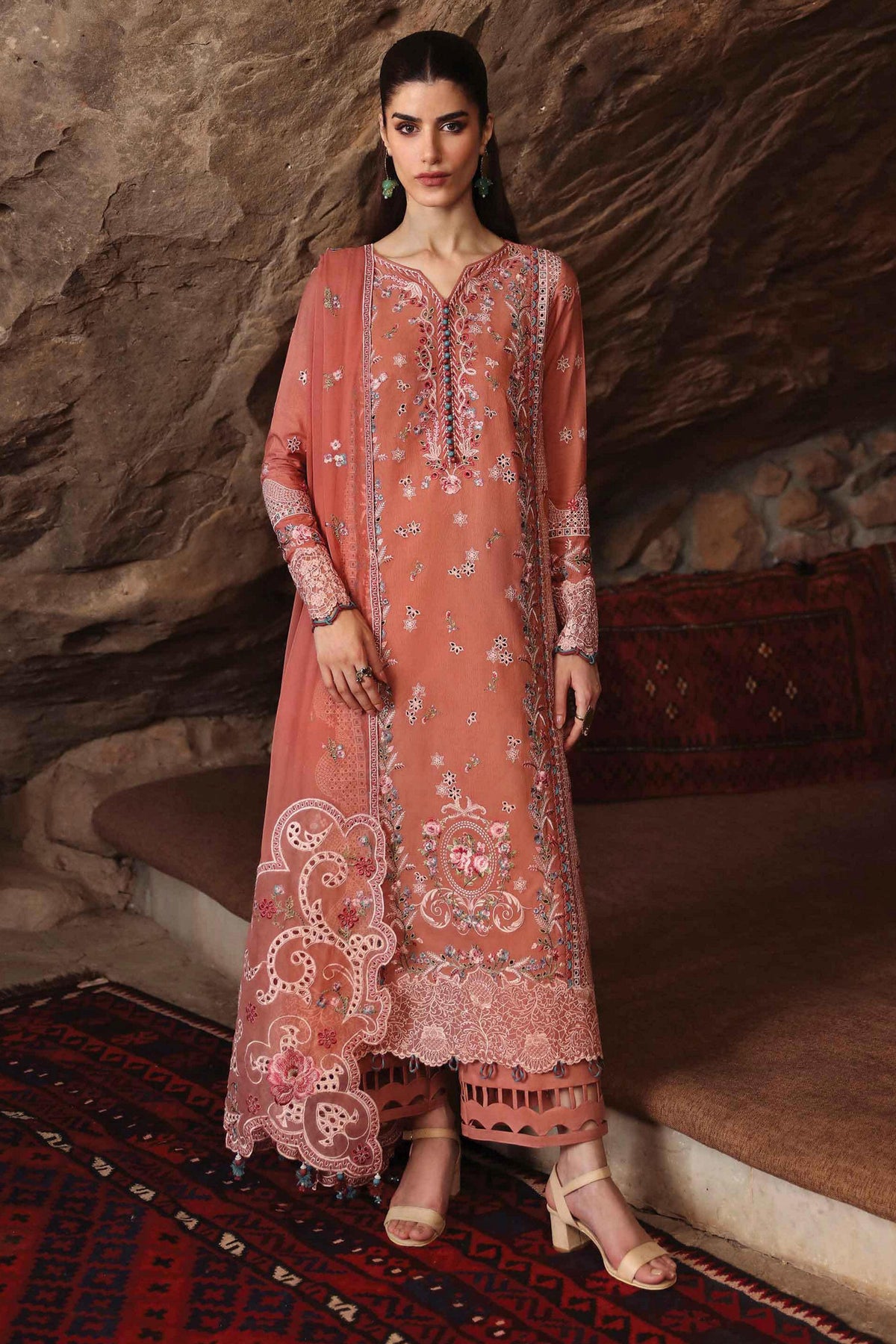 Qlinekari By Qalamkar Unstitched 3 Piece Emb Linen Collection'2024-LM-03-Luan