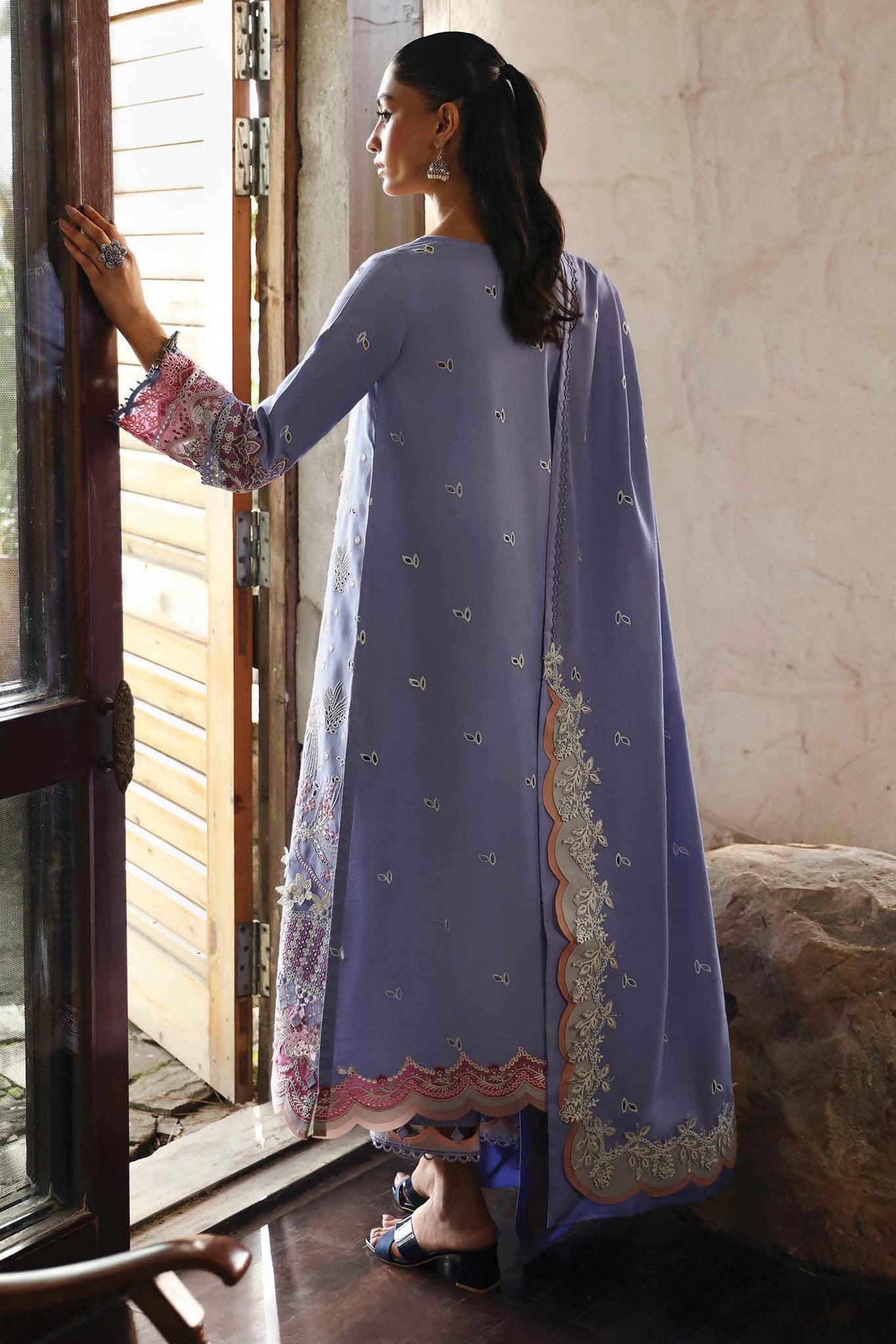 Qlinekari By Qalamkar Unstitched 3 Piece Emb Linen Collection'2024-LM-09-Lorna