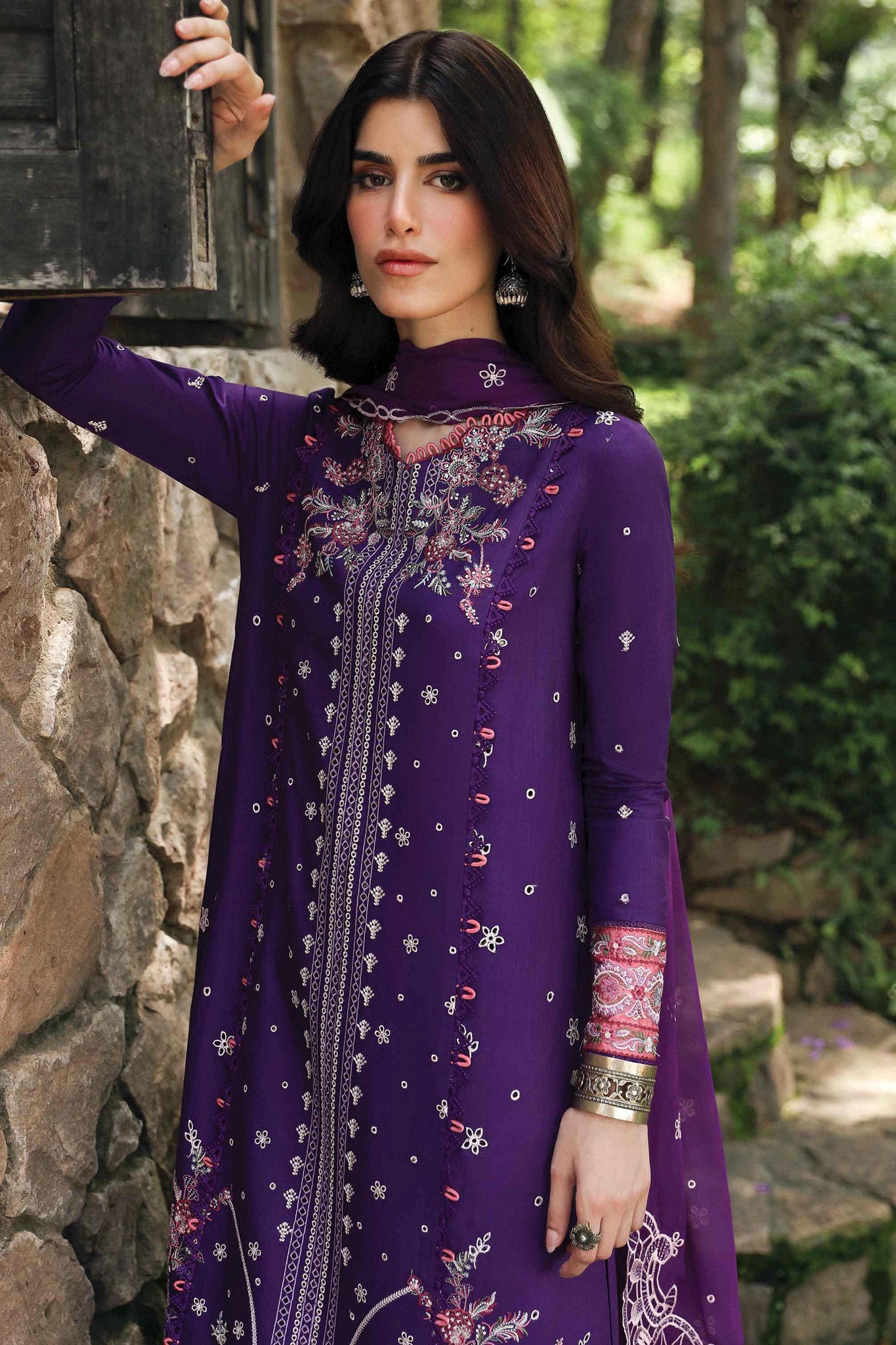 Qlinekari By Qalamkar Unstitched 3 Piece Emb Linen Collection'2024-LM-15-Eimera