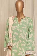 Sada Bahar Stitched 3 Piece Linen Prints Winter Suit-LN-PR-6021-Sage Green