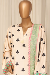 Sada Bahar Stitched 3 Piece Linen Prints Winter Suit-LN-PR-6023-Cream